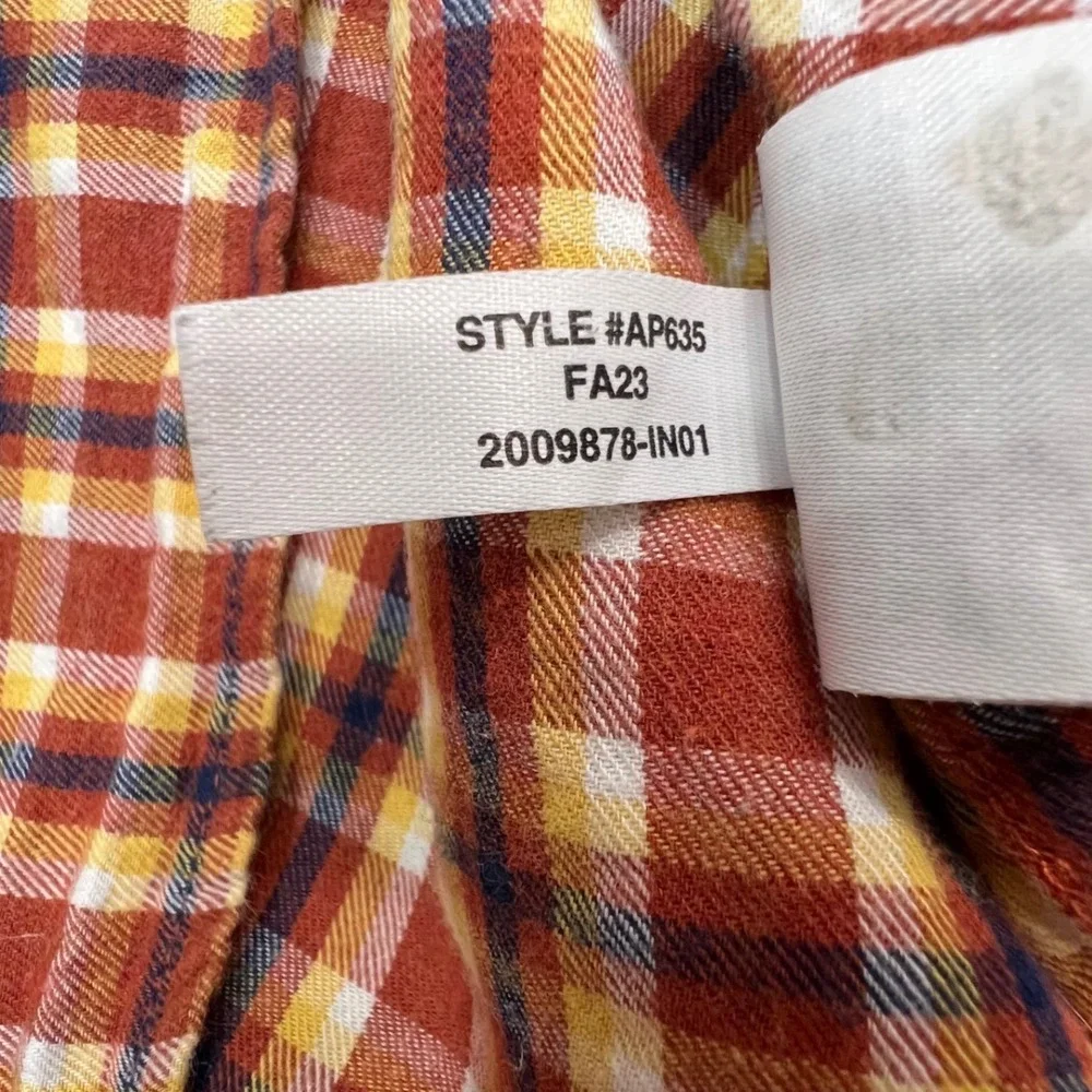 J Crew Brushed Twill Classic Fit Long Sleeve Button Up XL Red‎ Yellow Gingham